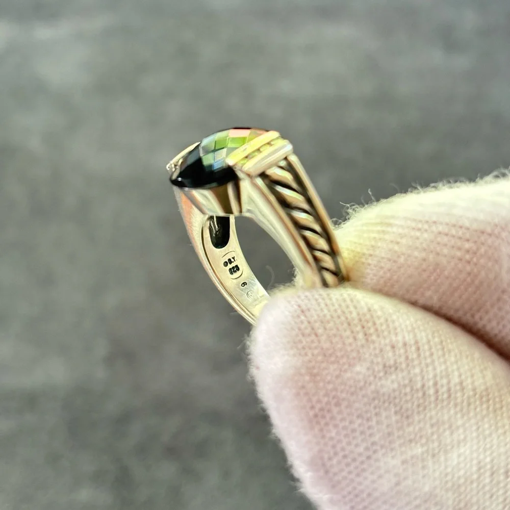 David Yurman Deco Cable Ring with Black Onyx & Diamonds 5